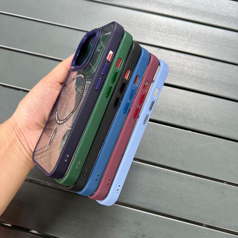 Applicable To IPhone15Pro Metal Lens Mobile Phone Case 13 Skin-friendly Magsafe Magnetic 14 Protection Case