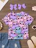 Abbigliamento Bambina Estate T-shirt con Stampa 3D Grafica Gatto Kawaii Vestiti per Bambine Esterni Manica Corta Casual Top per Bambine