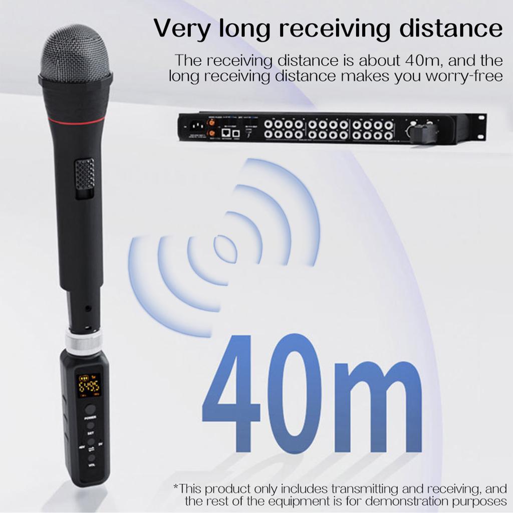 Microphone Wired to Wireless Transmitter and Receiver UHF Wireless Mic System for Audio Mixer Speaker Amplifier