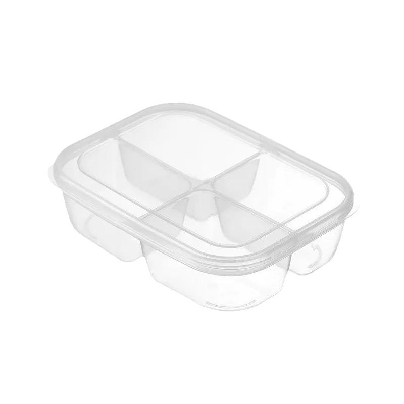 Four-Compartment Fresh-Keeping Meal Storage Box for Kitchen: No Flavor Transfer for Vegetables & Frozen Meat