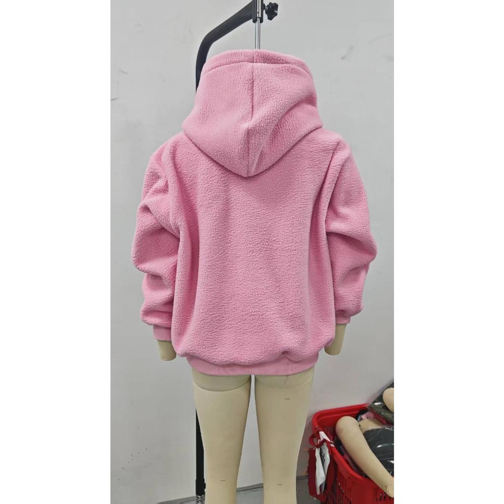 New Women's Solid Color Hooded Kangaroo Pocket Loose Pullover Sweatshirt, Fall Winter Casual Top for European American