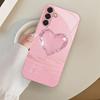 Simple heart-shaped metallic paint glass phone case suitable for Samsung Galaxy S26 S25 S24 S22 S21 S20 FE/Ultra/Plus anti drop