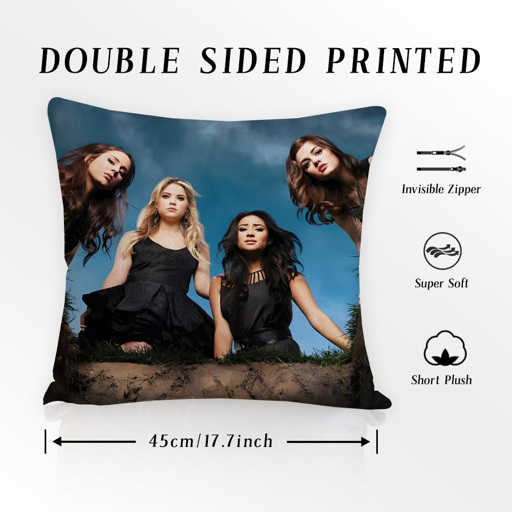 P-Pretty Little L-Liars tv Pillow Case Anti-dustmite Pillowcase Invisible zipper silky short plush Sofa cushion cover