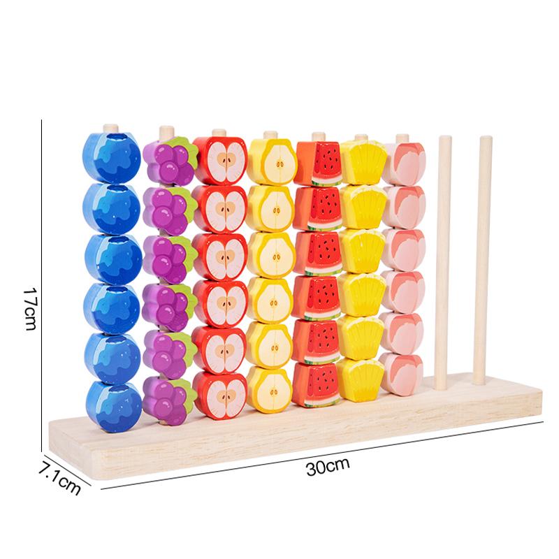Holz Frucht Ringwurfspiel Farbe Form Zuordnungs Puzzle Spiel Buntes Perlen Kognition Frühe Lernspielzeuge Geschenk für Kinder