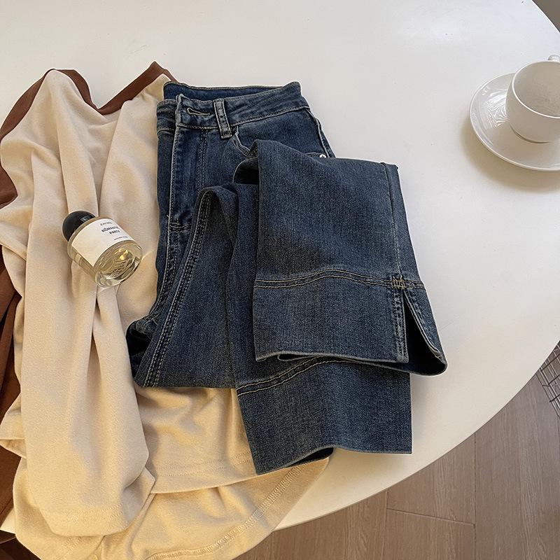 Petite Women s Retro High-Waisted Slim-Fit Straight-Leg Jeans with Leg-Lengthening Split XL
