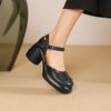 Nuove scarpe Mary Jane con tacco spesso e cavo, stile college, plateau, tacchi alti, versatili, in morbida pelle, punta rotonda, cinturino con fibbia a una parola, scarpe da donna