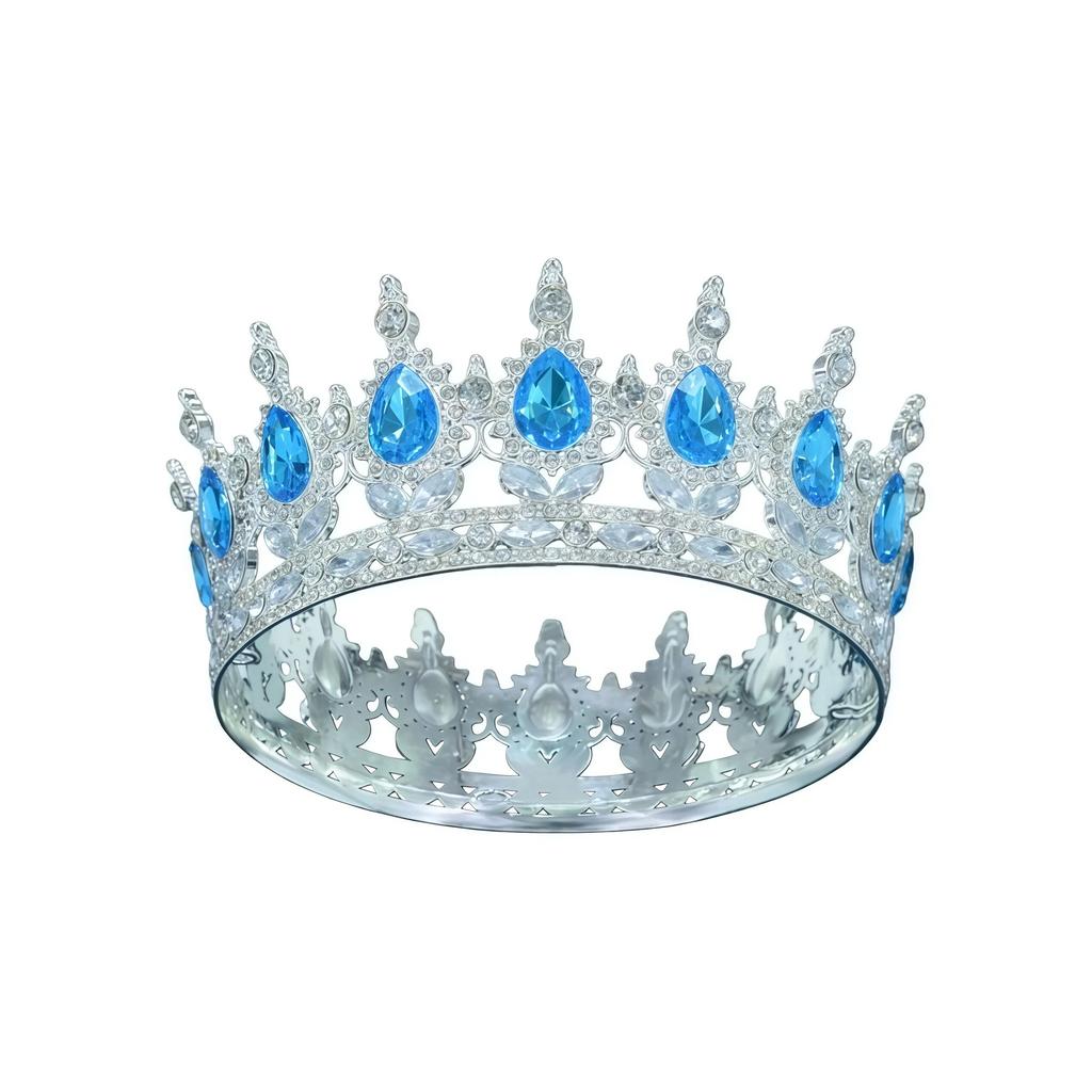 European and American Baroque Bridal Round Crown Party Dance Princess Tiara Birthday Crown Crystal Hair Accessories for Women