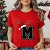 Unisexs Tshirt Christmas Alphabet Fashion Print Tshirt Short Sleeve Fashion Street Top Santa Hat Reindeer Christmas Party Top