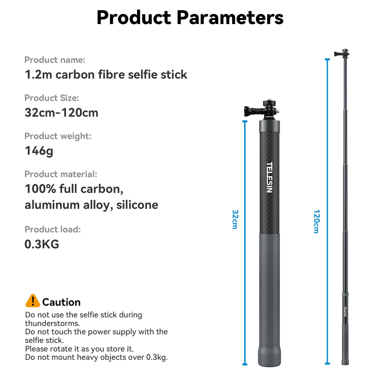 TELESIN 3M 1.2M Carbon Fiber
