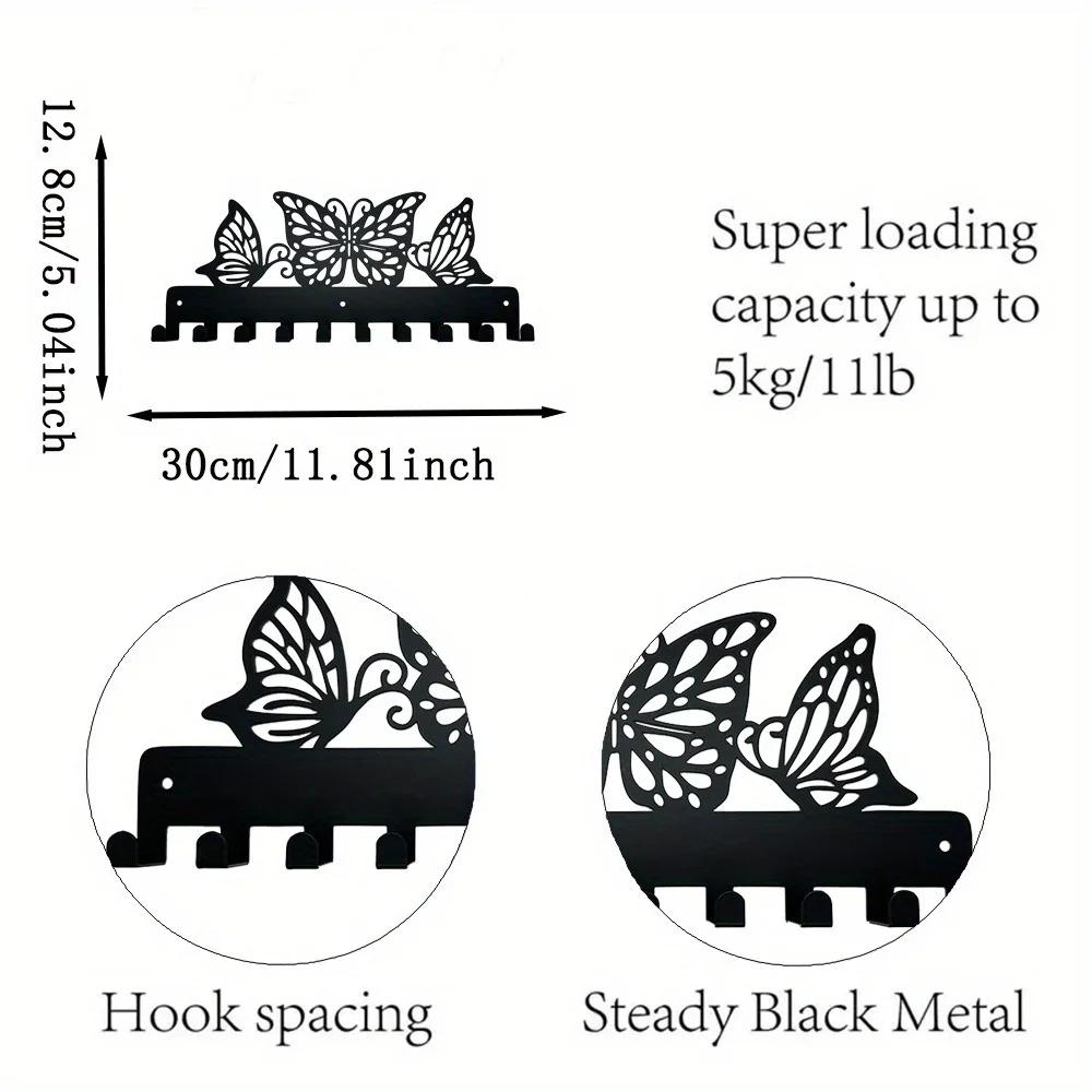 

Три Buteerfly Black Art Metal Key Holder для настенного декора Декоративный крючок Органайзер Стойка для полотенец Сумка Одежда Ключи Для Дома чёрный