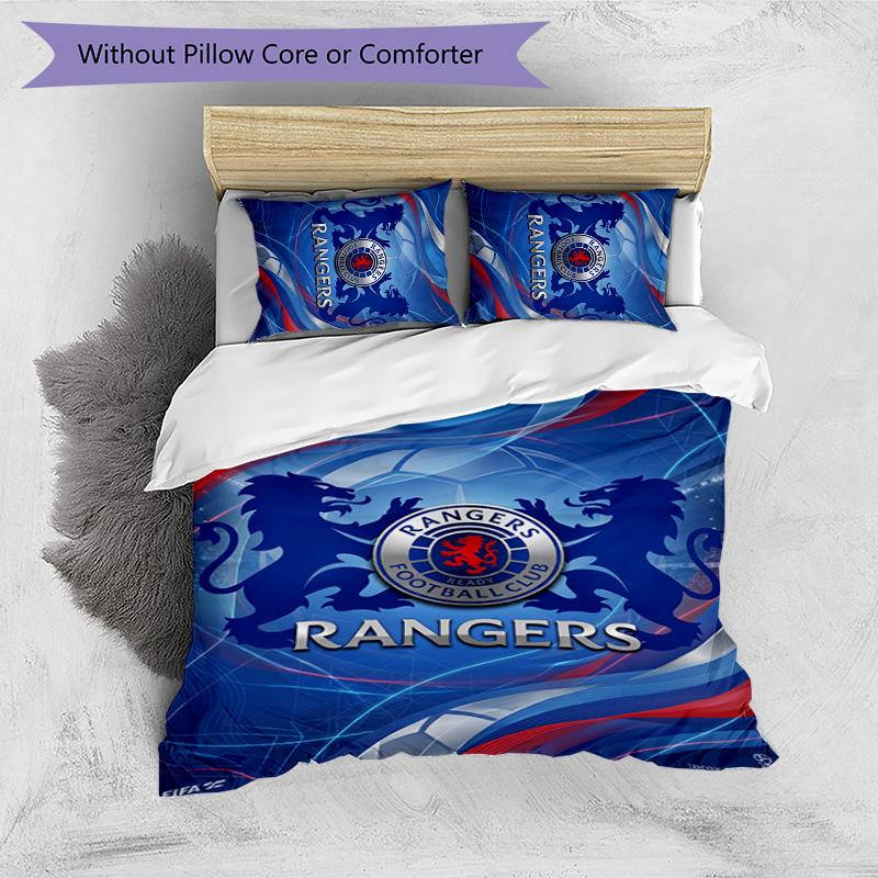 Set Biancheria da Letto Rangers FC Stampato 3 Pezzi Copripiumino Traspirante con Federe Biancheria da Letto Decorativa per Camera da Letto Casa