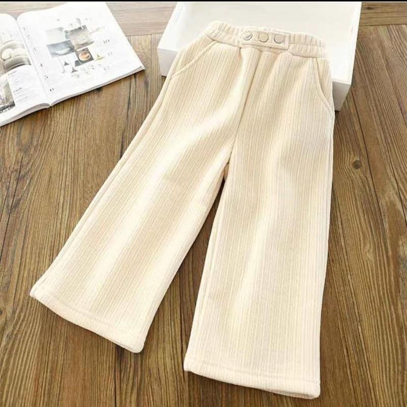 Girls Thick Warm Pants Winter Autumn Big Kids Velvet Wide Leg Trousers Children Casual Long Pants