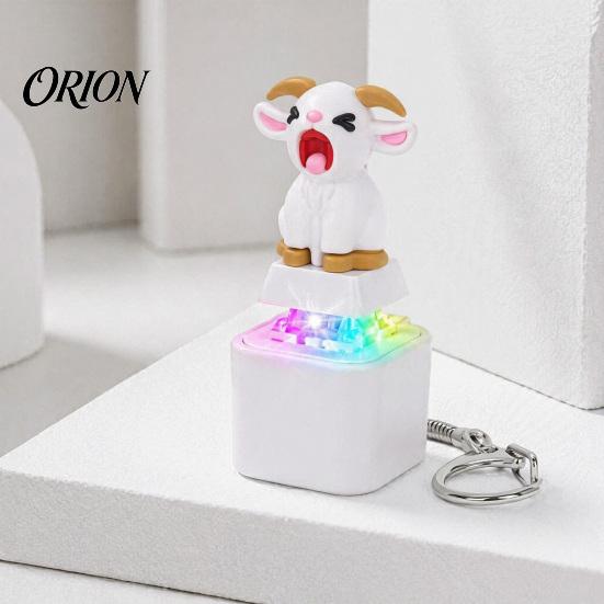 Mechanical Keycap Keychain 1/2/3Pcs Screaming Goat Keyboard Fidget Toy, Rechargeable Sheep Finger Clicker Portable Sensory Toy with Light Sound,