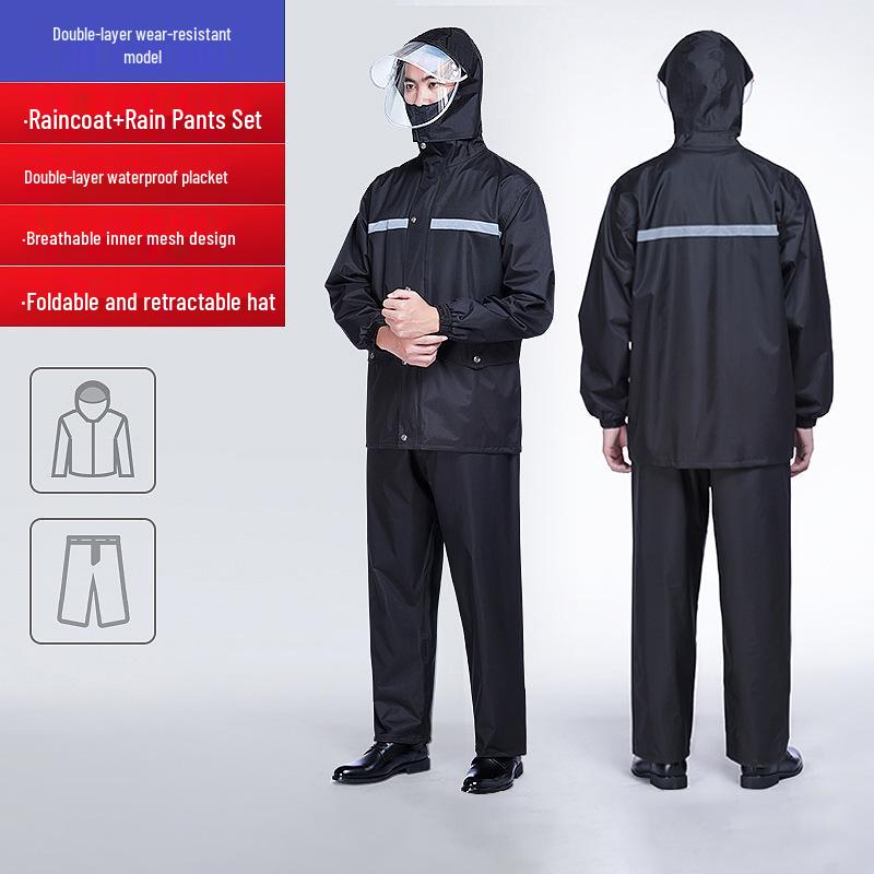 Reflective Raincoat & Pants Set: Storm-Proof Motorcycle Gear