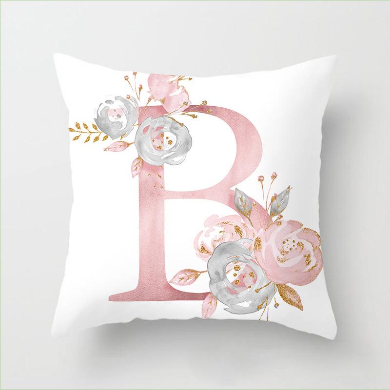 Letter Pink Floral Decoration Pillowcase Car Cushion Cover Pillowcase Sofa Cushion Decoration Living Room Home Decor Pillowcase