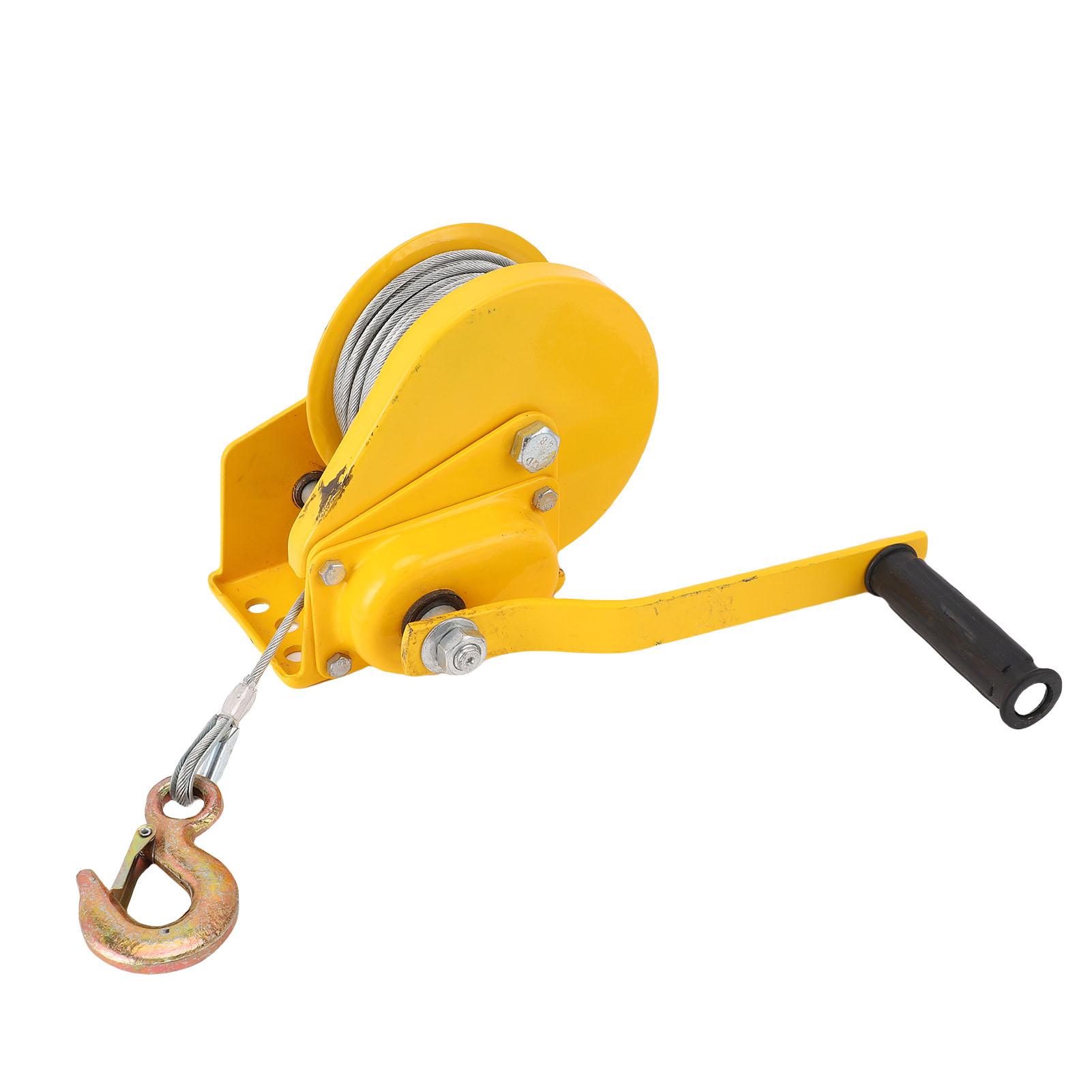 

Hand Winch Heavy Duty with Auto Brake 2 Way Self Locking Compact Manual for Boat Trailer Truck 1200lbs with 20m Rope Hook