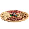 Bamboo Fruit Tray Round Five Compartment Fruit Plate for Snacks Fruits Nuts Wooden Plate with Dividers