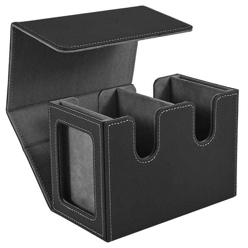 

Deck Box with 2 Commander Display, Double Deck Box for 140+ Single Sleeved Cards, Fits for TCG CCG Magic Cards