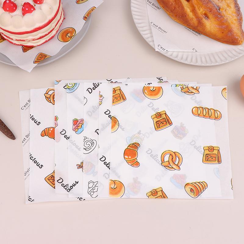 50Pcs Food Grade Baking Wax Paper Food Wrappers For Cake Pastry Wrapping Grease Paper For Festival Party Bread Burger Oilpaper