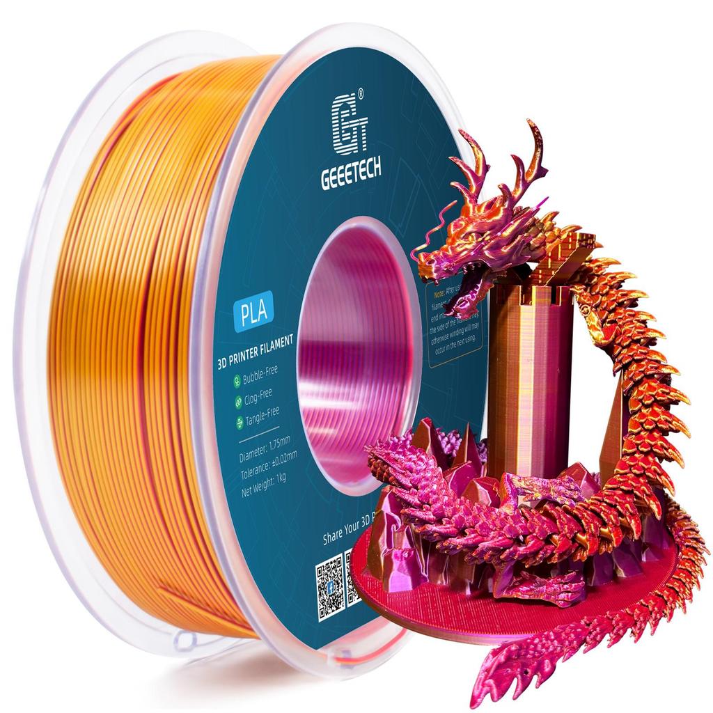 Filamento PLA Multicor com Aspecto de Seda para Impressora 3D (Duas/Três Cores, 1,75mm)