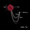Men Wedding Brooches Cloth Art Handmade Rose Flower Brooch Lapel Pin Badge Tassel Chain Men'S Suit Accessories Groom Boutonniere