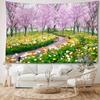 1pc Green Grassland Cherry Blossom Tree Tapestry Wall Hanging, Room Decor, Bedroom Decor, Living Room Background, Natural Style Backdrop Cloth, Tapest