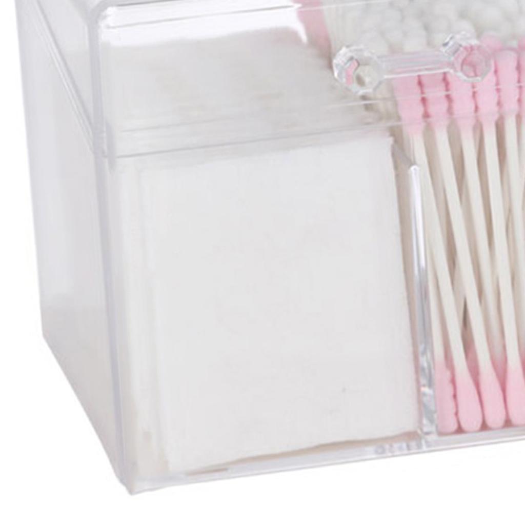 Clear Cotton Swab Box Dustproof Waterproof Acrylic Transparent Cotton Swab Organizer with Lid for Co