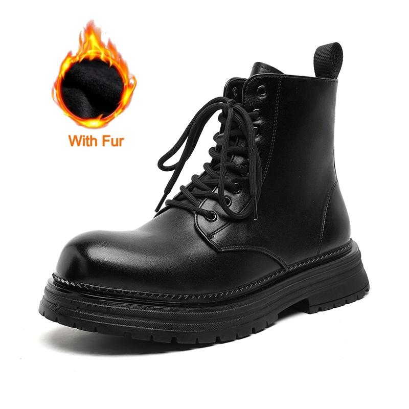 

British Style Men Winter Classic Lace-up Flat Designer Ankle Boots Comfy Outdoor Office Shoes Casual Leather Oxford Shoe 44