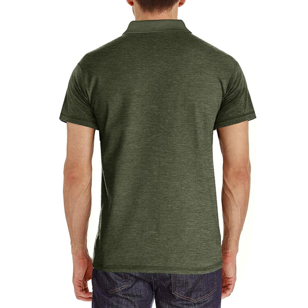 Men’s Short Sleeve Polo Shirt with Chest Pocket Classic Fit Soft Cotton Fabric Three Button Placket Casual Top