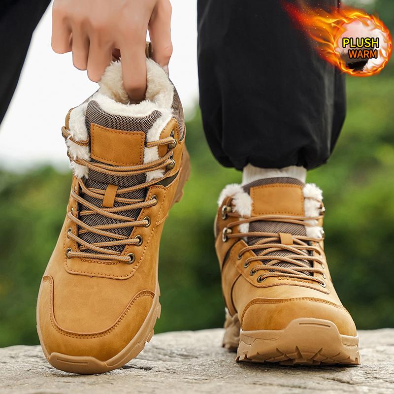 Men's Winter Snow Boots Warm Plush Casual Hiking Shoes Mountain Boots Keep Warm Casual Men's Footwear