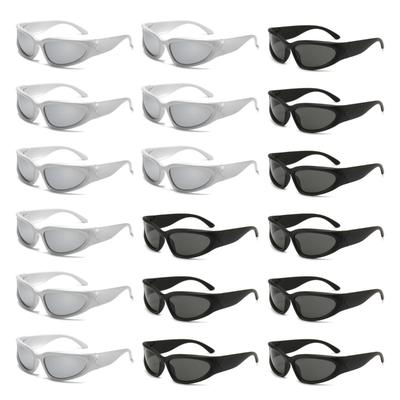 18pcs Y2K Punk Sunglasses Geometric Wraparound Vintage Gothic Shades Fashion Unisex Accessories