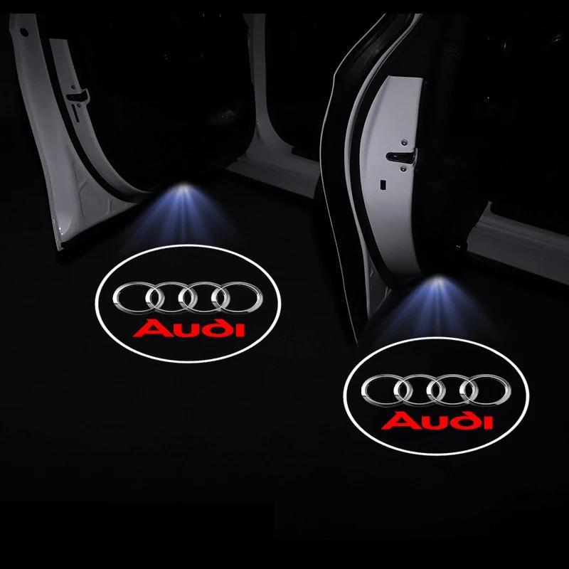 2Pcs Car LED Courtesy Light Ghost Shadow Projector Emblem Lamp For 3s A6 Q3 A3 B5 B6 B7 B8 B9 Q7 8P 8V 8L A5 A4 C6 C5 C7 4Fs3