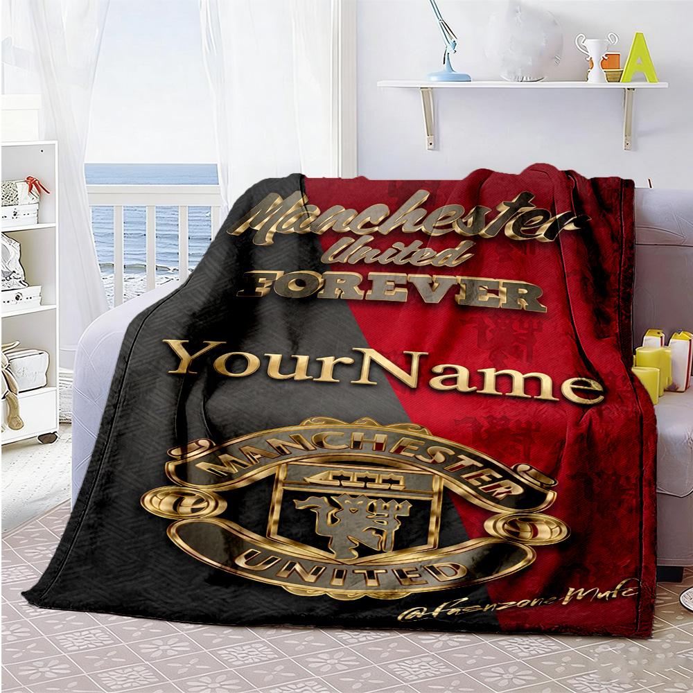 Manchester Customize Your Name Blanket Multi-purpose Customizable Blanket Ultra-Soft Great for Office Living Room Nap Couch for All Occasions