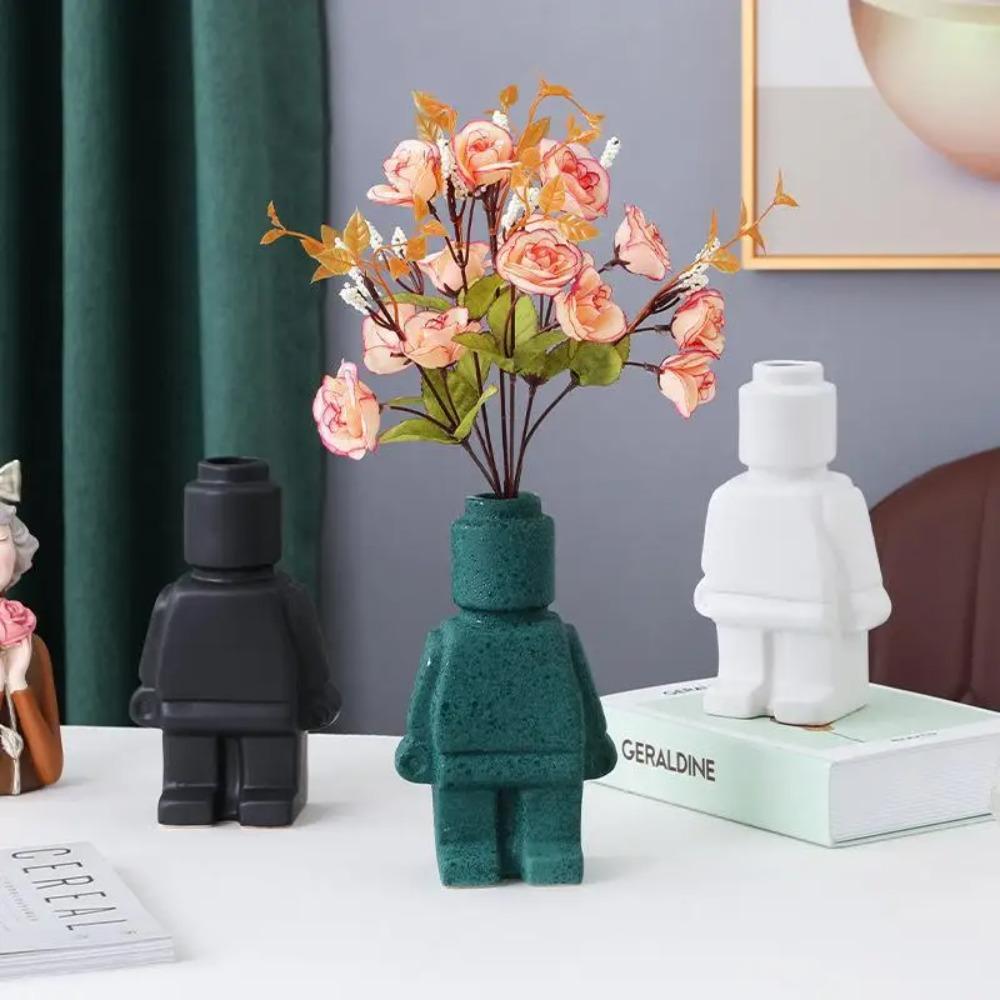 Robot Creative Vase Block Man Desk Decoration Nordic Style Ornament Vase Interior Decoration