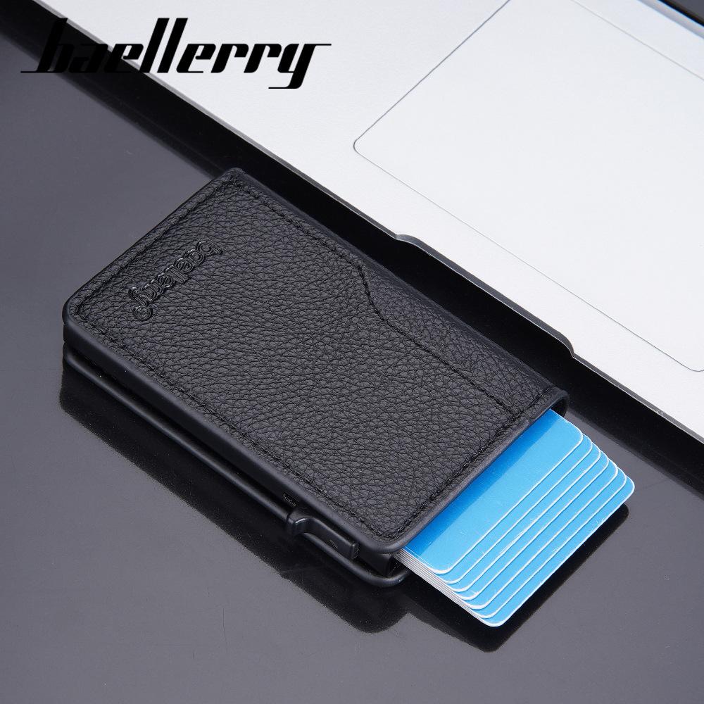 Men's card bag, new lychee pattern hot-selling RFID side push card minimalist card clip for men
