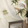 Zasłony tiulowe w stylu chińskim z motywem gałęzi bambusa do dekoracji salonu, zasłona okienna do sypialni, woalowe zasłony organzowe