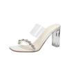 Thick Heel Wear Cool Slippers Women 2025 Spring Internet Celebrity Transparent Women Temperament Non-slip High Heels Not Tired Feet
