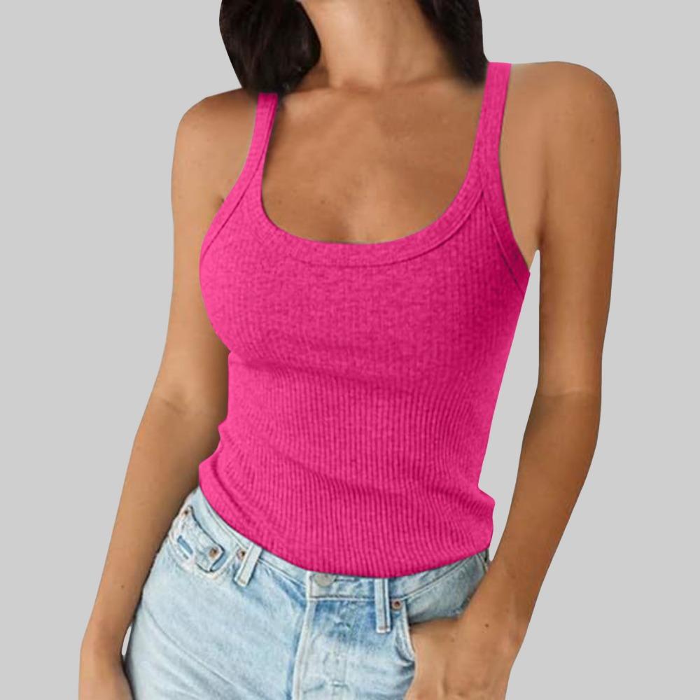 U Neck Tank Top Shoulder Straps Crop Tops Women Summer Camis Solid Color Camisole Fashion Tube Female Sleeveless Cropped Vest Y2K Clothes