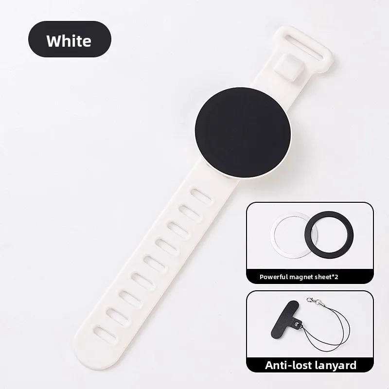 

Двусторонний магнитный держатель для мобильного телефона на запястье, для спортзала, с сильным магнитом, для велоспорта на открытом воздухе, для прямых трансляций, подставка Magsafe белый