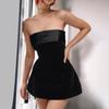 Ladies' Fashionable And Sexy Hot Girl Color One Neck Slim Fit Strapless Velvet Dress