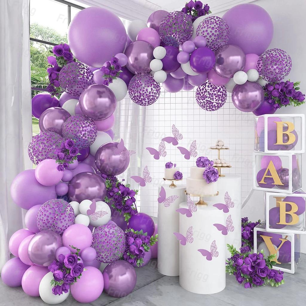Lila Schmetterling Ballons Girlande Bogen Kit Latex Ballon Geburtstagsfeier Deko Kinder Erwachsene Hochzeit Ballon Babyparty Deko Ballon