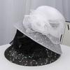 Spring and Summer New Light Luxury Mesh Sequined Top Hat Women's Banquet Sun Hat Three-dimensional Rose Decoration Light and Breathable