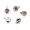 Stainless Steel Birthstone Lucky Stone Birthstone Pendant Diamond Flat Mouth Welding Ring DIY Necklace Bracelet Accessories