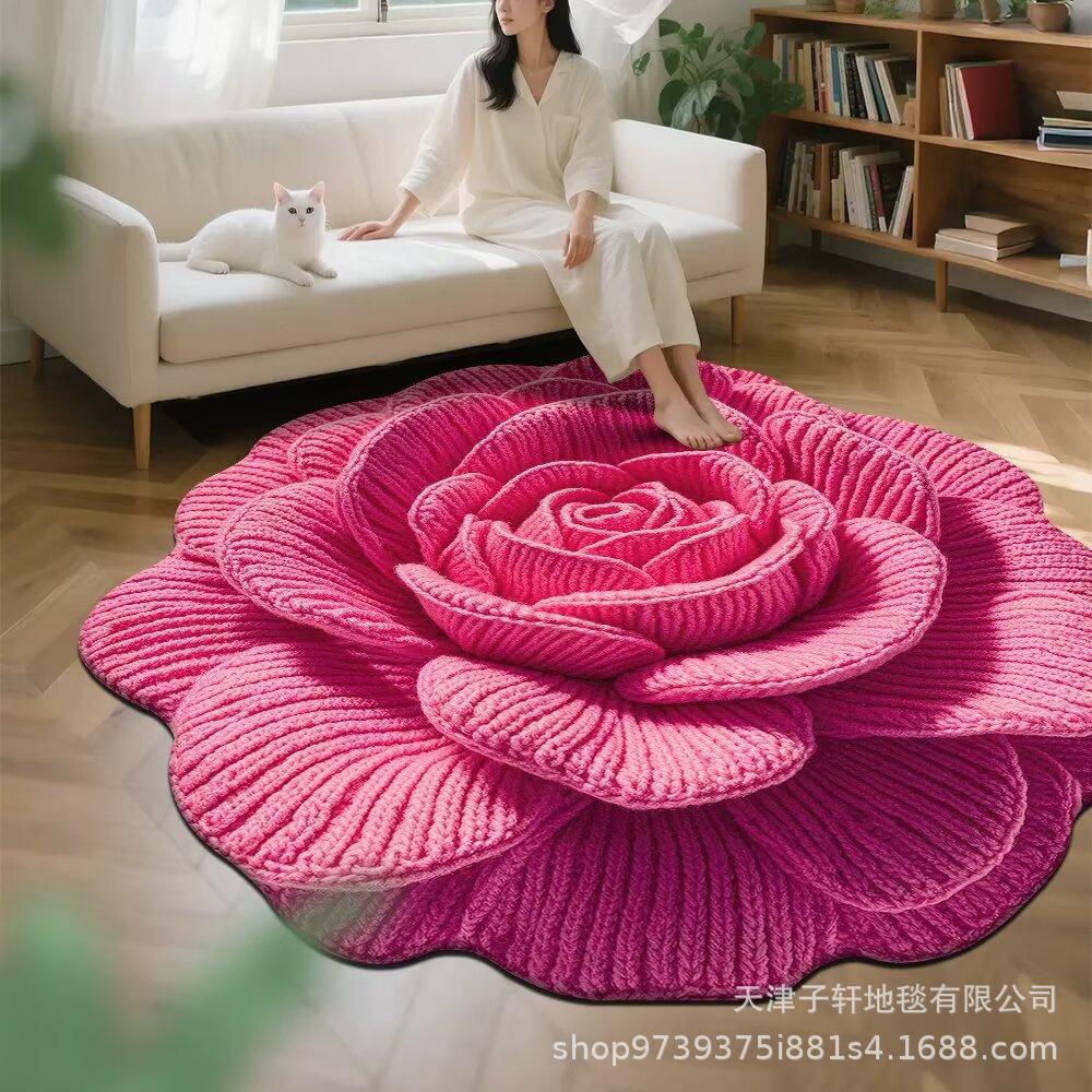 3D Flower Living Room Decoration Carpet Bedroom Bedside Carpet Bathroom Absorbent Mat
