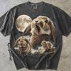 Urocza Koszulka z Królikiem, T-shirt z Graficznym Królikiem i Księżycem, Koszulka Królik Cottagecore, Estetyczny T-shirt ze Zwierzęciem, Vintage Spierana Koszulka Comfort Colors, Prezent dla Miłośnika Królików