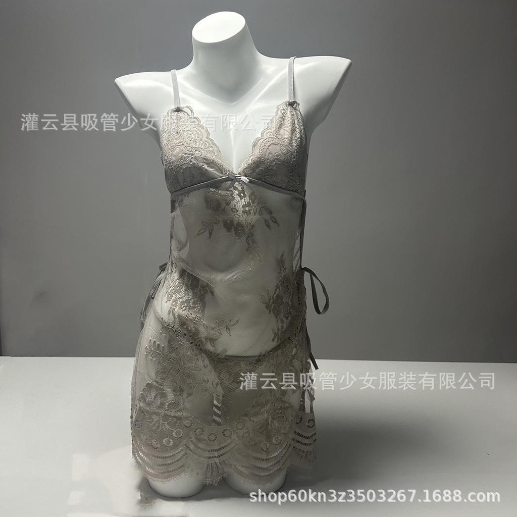 Large size sex underwear sexy water-soluble flower halter sling lace perspective thin hollow 0