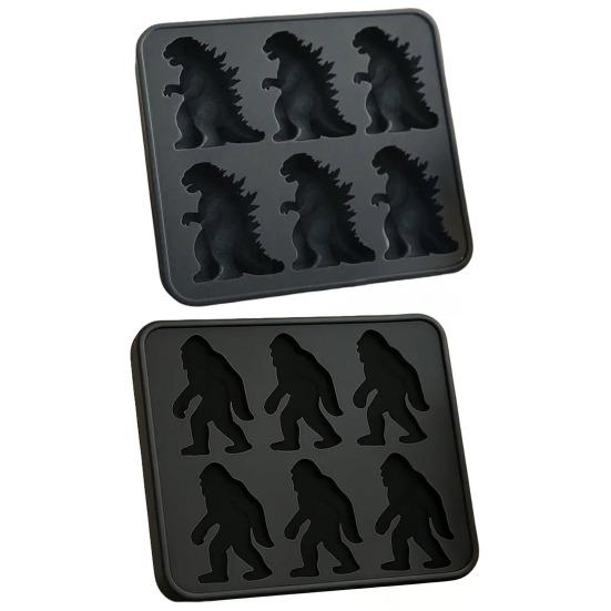 2Pcs Bigfoot-shaped Ice Tray BPA-Free Silicone 6 Cavity Sasquatch Shape Ice Cube Maker for Halloween Party Drinks Chocolate Soap Kitchen Gadget