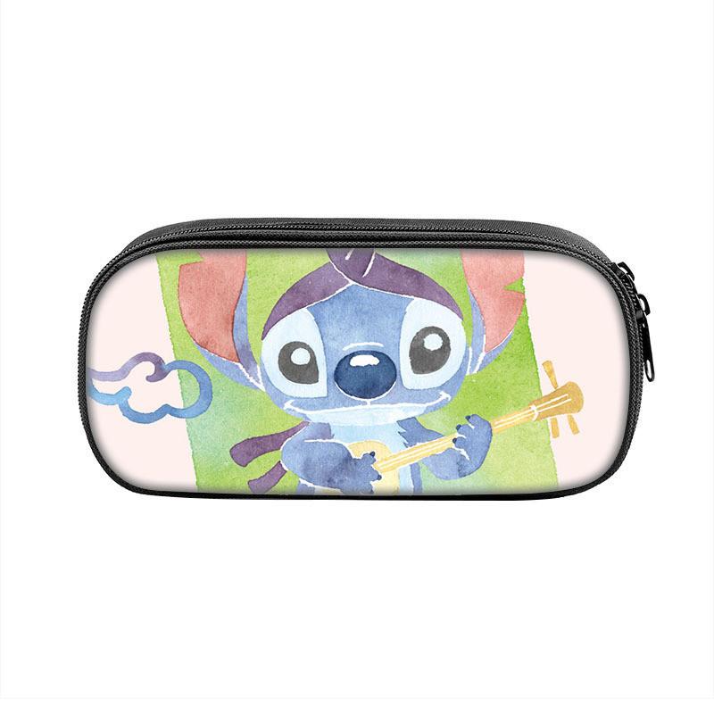 Stitched Design Pencil Case For Kids With Double Zipper And Polyester Material