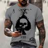 Mens Loose Fit Crew Neck Short Sleeve T-Shirt With 3D Poker Print Digital Lightweight Casual Streetwear