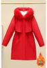 Women's Mid-Length Winter Parka: Thickened Velvet, Korean Style, Loose Fit, Large Fur Collar Cotton Jacket